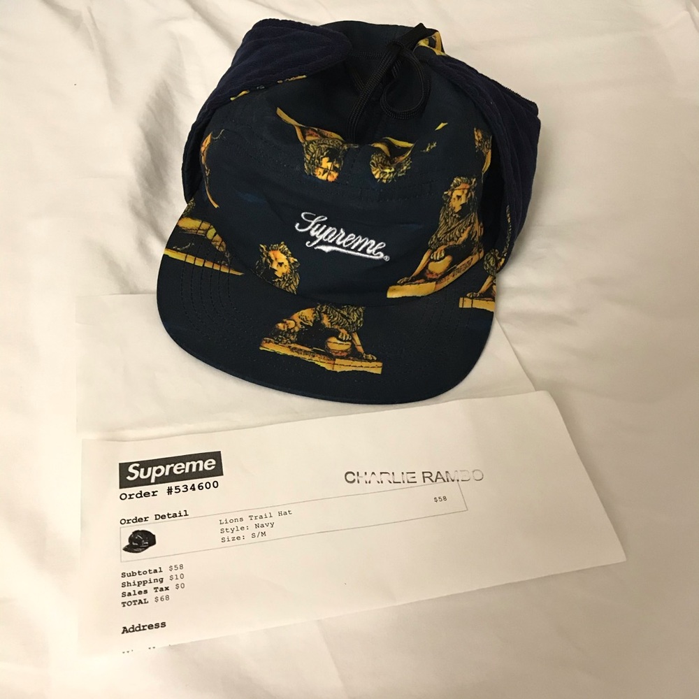 NWOT Supreme Lions Trail 5 Panel Camp Hat AW 2013